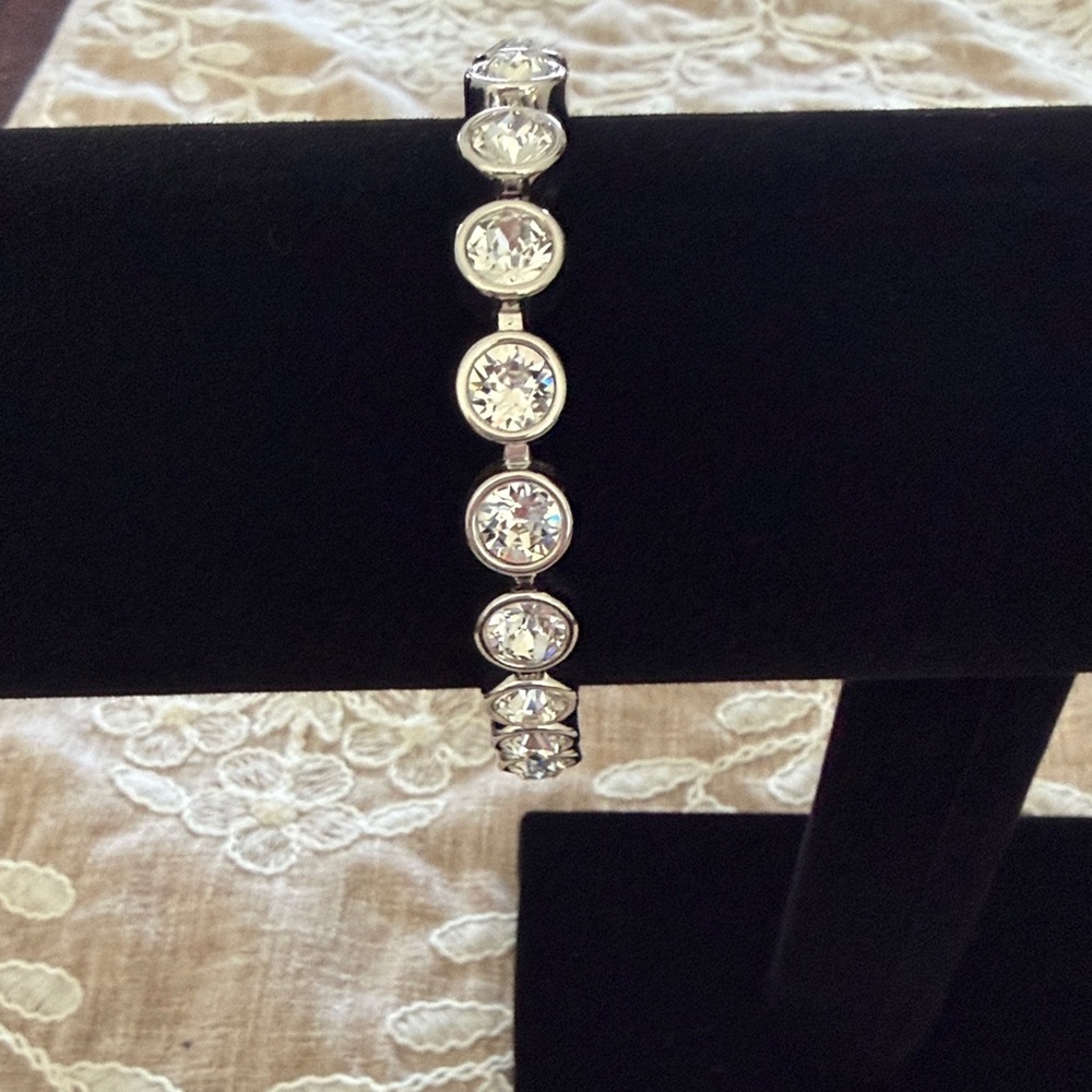Touchstone Crystal Silver Crystal Tennis Bracelet - Women Jewelry